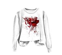 Alternative Clothing Halloween Women's Lagenlook Sweatshirts, Loose Warmth Crewneck Gothic Elegant Printing Bat Pumpkin Horrible Ghost Long Sleeves Large Size Autumn Winter Sweaters Indoor Casual