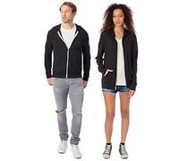 Alternative mens Eco Zip Hoodie Sweatshirt Long Sleeves Hoody, Black, Small