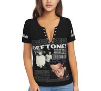 Alternative Metal Band T-Shirts for Woman Sexy Deep V-Neck Tees Summer Short-Sleeve Shirt Muticolor L