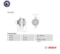 ALTERNATOR 0 986 041 800 FOR MERCEDES-BENZ M 166.940 1.4L M166.961/960 1.6L