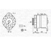 Magneti Marelli Alternator 063321044010 - Fits Fiat, Lancia, Alfa Romeo, Iveco 2.4L 4cyl