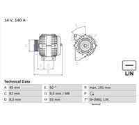 Bosch Alternator 0 986 047 380 for Volvo S60 I 2.0 T