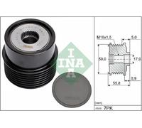 Overrunning Alternator Pulley 535035410 INA Clutch 2C1T10300BA 4461712 Quality
