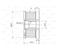 Alternator clutch pulley Clockwise rotation 588046 VALEO for KIA HYUNDAI