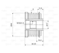 Alternator clutch pulley Clockwise rotation 588055 VALEO for BMW 3 3 Coupe 6 1 7