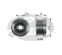 Alternator clutch pulley OAP7166 GATES for PORSCHE AUDI VW MAN