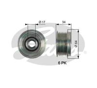 Alternator clutch pulley OAP7167 GATES for FORD VOLVO