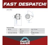 Alternator fits FIAT BRAVO Mk2 198AXA 1.4 07 to 14 Bosch 51700670 51700675