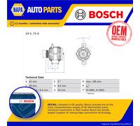 Alternator fits VAUXHALL COMBO C 1.3D 04 to 12 Bosch 1204432 R1530097 13117278