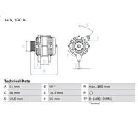 BOSCH 0 986 039 250 Alternator