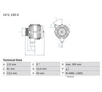 BOSCH 0986049530 Alternator Fits Alfa Romeo 159 Fiat Bravo Croma Opel Vauxhall