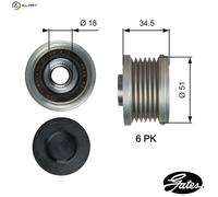 Alternator clutch pulley OAP7218 GATES for MAZDA 3 3 Saloon CX-5 6 Saloon CX-3