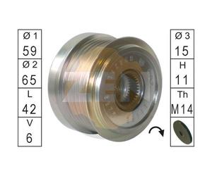 Alternator Pulley EP127IN 5MQ10344AA 1423796 1133969 1210004390 535015710