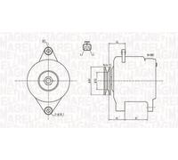 Alternator with belt pulley 063731615010 MAGNETI MARELLI for NISSAN PICK UP