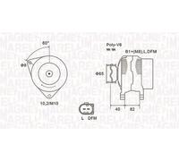 Alternator with belt pulley 063731746010 MAGNETI MARELLI for AUDI VW SKODA