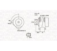 Alternator with belt pulley 063731757010 MAGNETI MARELLI for LAND ROVER BMW