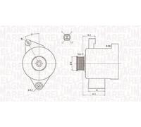 Alternator with belt pulley 063731796010 MAGNETI MARELLI for TOYOTA HIACE IV Bus