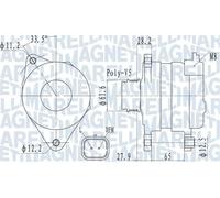 Alternator with belt pulley 063732016010 MAGNETI MARELLI for FIAT ALFA ROMEO