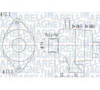 Alternator with belt pulley 063732049010 MAGNETI MARELLI for FIAT LANCIA OPEL