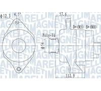 Alternator with belt pulley 063732050010 MAGNETI MARELLI for FIAT LANCIA OPEL
