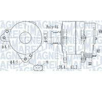 Alternator with belt pulley 063732137010 MAGNETI MARELLI for VW AUDI