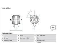 Alternator with crankshaft pulley 0 986 048 380 BOSCH for FORD GALAXY II S-MAX