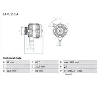 Alternator with freewheel belt pulley 0 986 041 120 BOSCH for MERCEDES-BENZ PUCH