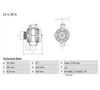 Alternator with freewheel belt pulley 0 986 041 530 BOSCH for MERCEDES-BENZ