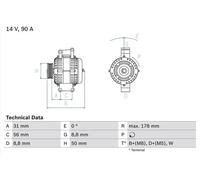Alternator with freewheel belt pulley 0 986 041 530 BOSCH for MERCEDES-BENZ