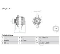 Bosch Alternator 0 986 042 720 - with freewheel belt pulley - fits Renault Megane/Scenic/Kangoo