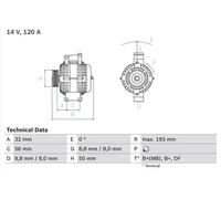 Alternator with freewheel belt pulley 0 986 047 660 BOSCH for JEEP