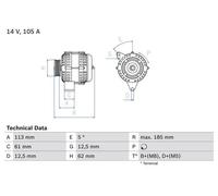 Alternator with freewheel belt pulley 0 986 048 791 BOSCH for OPEL ASTRA H Van