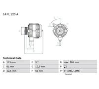 Alternator with freewheel belt pulley 0 986 049 530 BOSCH for OPEL FIAT
