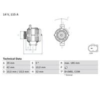 Alternator with freewheel belt pulley 0 986 081 040 BOSCH for MERCEDES-BENZ