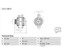 Alternator with freewheel belt pulley 0 986 081 910 BOSCH for MERCEDES-BENZ