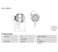 Alternator with freewheel belt pulley 0 986 083 450 BOSCH for OPEL ASTRA J
