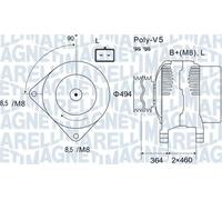 Magneti Marelli Alternator 063731645010 with Freewheel Belt Pulley for Renault, Opel, Nissan