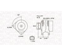 Alternator with freewheel belt pulley 063731877010 MAGNETI MARELLI for OPEL