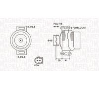 Alternator with freewheel belt pulley 063731953010 MAGNETI MARELLI for BMW 6 3 5