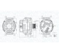 Alternator with freewheel belt pulley 063732072010 MAGNETI MARELLI