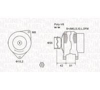 Alternator with freewheel belt pulley 063732126010 MAGNETI MARELLI for JEEP