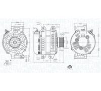 Alternator with freewheel belt pulley 063735749010 MAGNETI MARELLI for JEEP