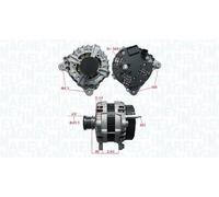 Alternator with freewheel belt pulley 063736195010 MAGNETI MARELLI for VW
