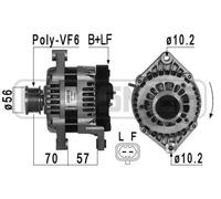 Alternator with freewheel belt pulley 209018A ERA for CHEVROLET OPEL
