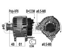 Alternator with freewheel belt pulley 209287A ERA for VW SEAT AUDI SKODA MAN