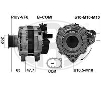 Alternator with freewheel belt pulley 209627 ERA for VOLVO V60 I V70 III XC70 II