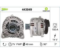 Alternator with freewheel belt pulley 443049 VALEO for RENAULT MEGANE II