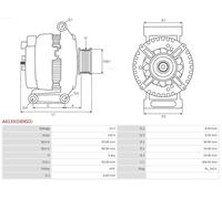 Alternator with freewheel belt pulley A6133(DENSO) AS-PL for VOLVO FORD