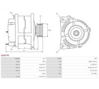 Alternator with freewheel belt pulley A6687PR AS-PL for TOYOTA AURIS