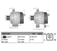 Alternator with freewheel belt pulley DAN1069 DENSO for TOYOTA HIACE V Van